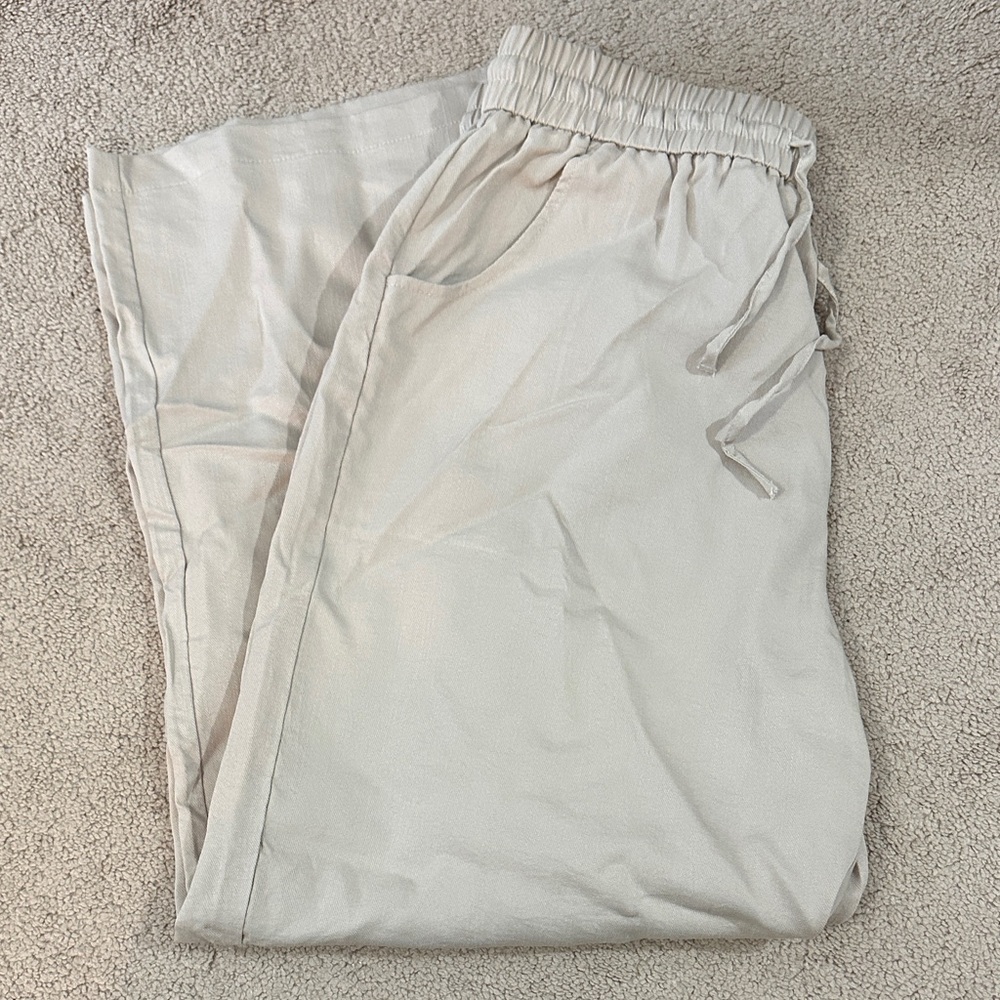Wide leg linen-look pants